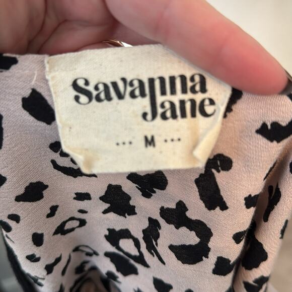 Savanna Jane Black Leopard Embroidered Floral Flutter Sleeveless Tunic Women's M - Picture 3 of 6